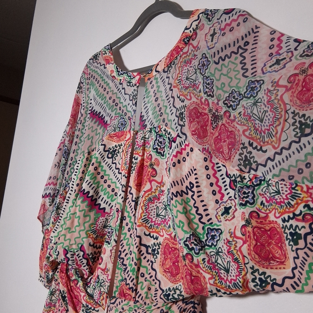 Anthropologie Maeve Dress Pink Siya Kimono Size 10 - Picture 15 of 16